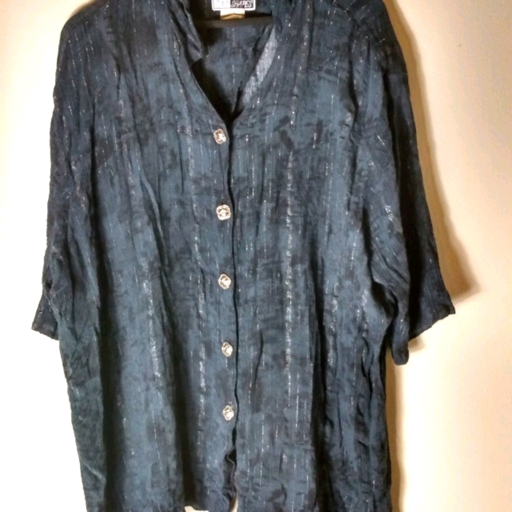 CM Shapes 3X Black Button Down Tunic Top Plus